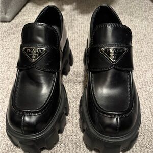 Prada Women's Black Monolith Loafers